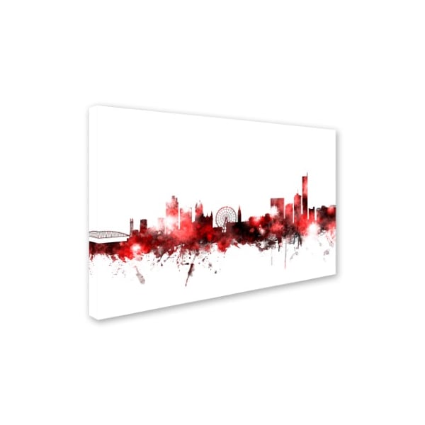 Michael Tompsett 'Manchester Skyline Red 2' Canvas Art,12x19